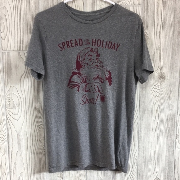 𝅺MOSSIMO Mens Christmas Tshirt Gray Size Small - Picture 1 of 5